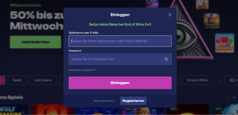 God of Wins Login